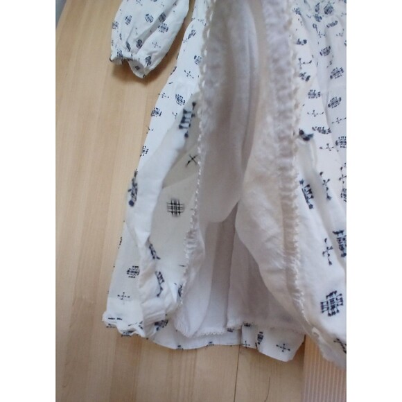 Anthropologie midi dress sz small white navy puff 3/4 sleeves nautical travel - Picture 5 of 8